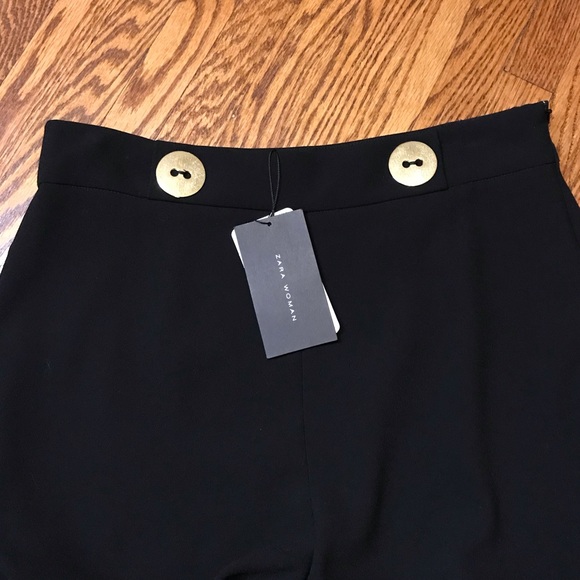 Zara High Waisted Dress Pants w/Large Gold Buttons - Picture 4 of 8